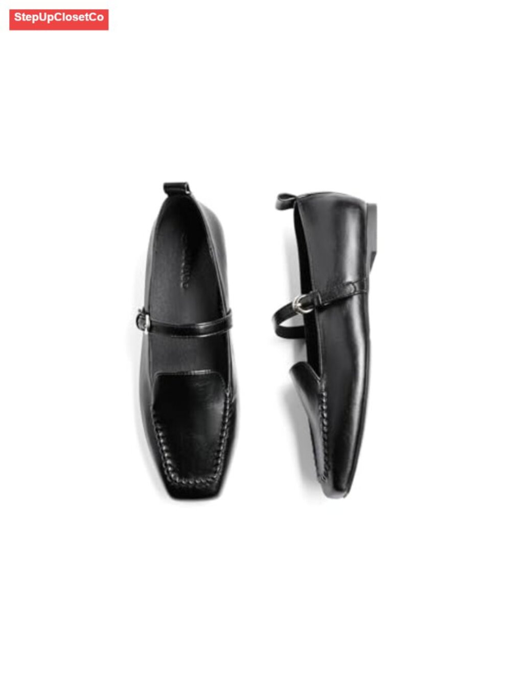 Faux Leather Mary Jane Ballet Flats Square Toe Comfort Office Shoes